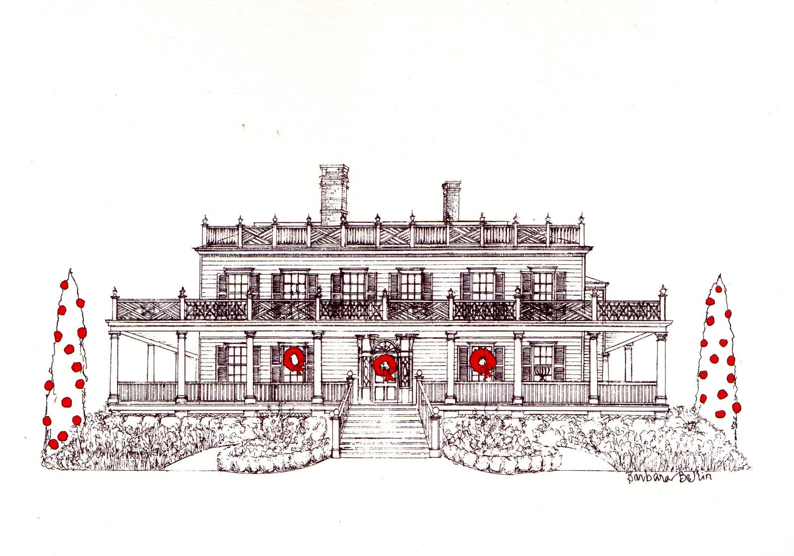 From your house portrait of Holiday Cards by Barbara Bellin